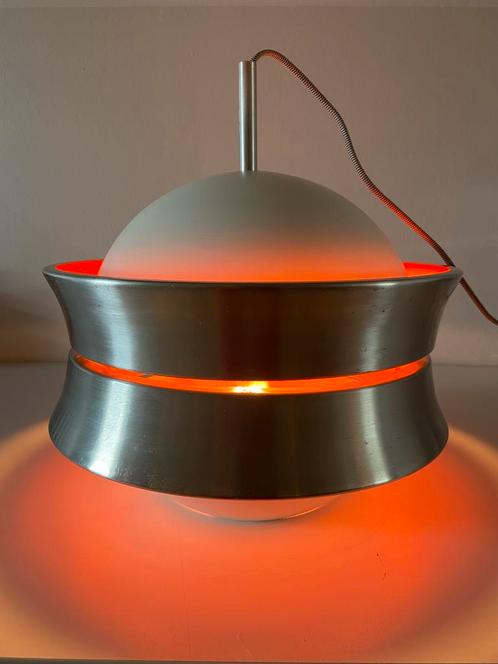 Space Age metalen hanglamp seventies, Huis en Inrichting, Lampen | Hanglampen, Zo goed als nieuw, Minder dan 50 cm, Metaal, Ophalen of Verzenden