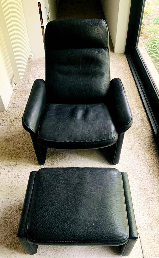 De Sede DS-50 relaxfauteuils (2x) + ottoman (1x), Huis en Inrichting, Fauteuils, Gebruikt, Leer, Ophalen