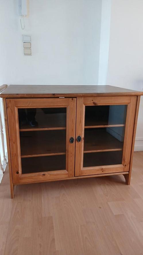Leiksvik Ikea houten dressoir met glazen deuren, Huis en Inrichting, Kasten |Televisiemeubels, Gebruikt, Ophalen