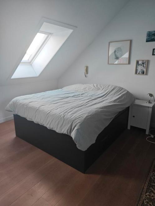 Brimnes tweepersoonsbed, Huis en Inrichting, Slaapkamer | Bedden, Zwart, Ophalen