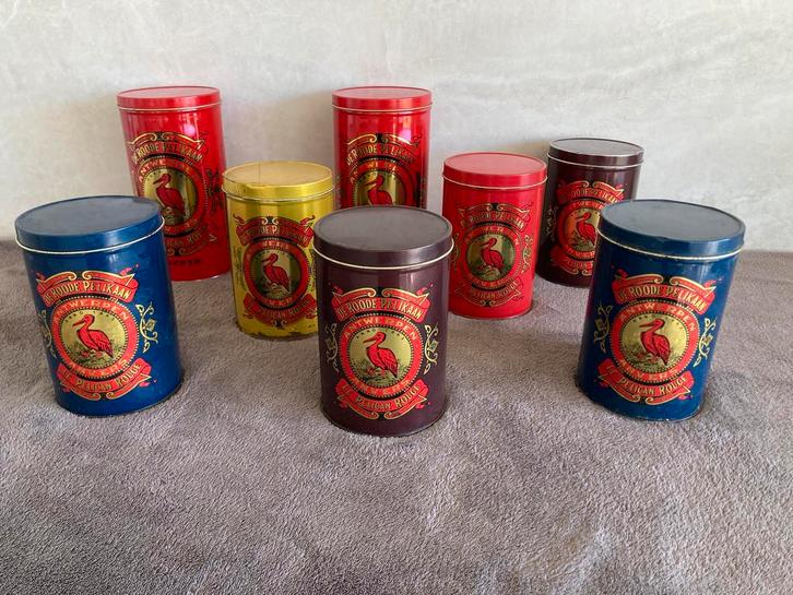 Lot blikken dozen De Roode Pelikaan, Verzamelen, Blikken, Ophalen of Verzenden