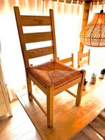 6 massief eiken stoelen met rieten zit in zeer goede staat, Huis en Inrichting, Stoelen, Ophalen, Gebruikt, Bruin, Scandinavisch
