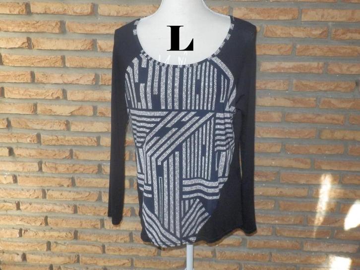 (180)- blouse femme t.L noir grise, Kleding | Dames, Blouses en Tunieken, Zo goed als nieuw, Maat 38/40 (M), Zwart, Ophalen of Verzenden