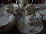 Antiek gebloemd servies voor 6 personen, Petrus Regout, Antiek en Kunst, Antiek | Servies compleet, Ophalen of Verzenden