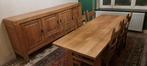 SàM chêne clair massif - 1 table, 6 chaises, 2 buffets, Huis en Inrichting, Complete eetkamers, Ophalen, Gebruikt, 6 tot 8 stoelen