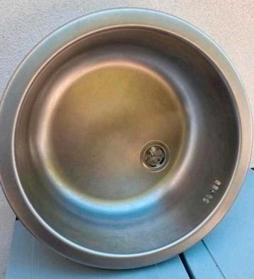 Superbe évier Inox rond en acier inoxydable avec crépine, Enlèvement, Comme neuf