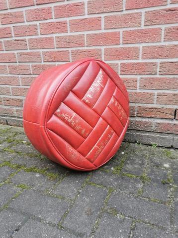 Vintage lederen poef, Enlèvement ou Envoi, Utilisé