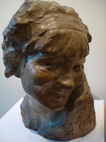 JEANNE L. MILDE art deco kop portretbuste terracotta hoofd