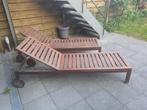 2 Ligzetels Teak, Tuin en Terras, Ophalen, Gebruikt, Hout