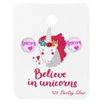 Zilveren kinderoorbellen Love Unicorn, Nieuw, Ophalen of Verzenden, Oorbellen