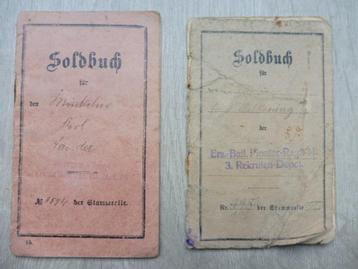 2 x WO1 Duits Soldbuch (Pionier en Infanterie) 14-18 beschikbaar voor biedingen
