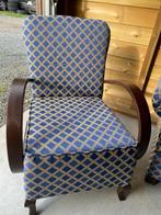 vintage setje chaise longue + 2 fauteuils, Retro, Vierpersoons of meer, Zo goed als nieuw, Hout