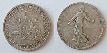 Frankrijk, 1 franc Semeuse, Zilver 1910