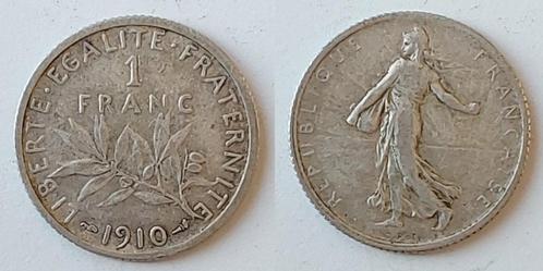 Frankrijk, 1 franc Semeuse, Zilver 1910, Postzegels en Munten, Munten | Europa | Niet-Euromunten, Losse munt, Frankrijk, Zilver