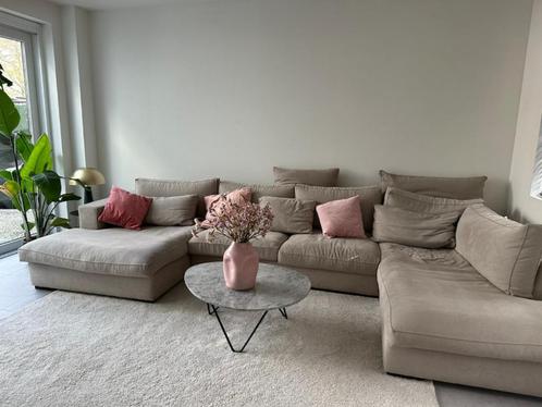 Grijze Luxe Zetel, Huis en Inrichting, Zetels | Zetels, Gebruikt, Hoekbank, Vierpersoons of meer, 300 cm of meer, 125 tot 150 cm