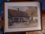 Aquarelle  Vieille ferme a DAMME  Signée, Antiek en Kunst, Ophalen of Verzenden