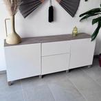 Ikea BESTA wandmeubel / tv-kast / commode in wit/eiken, Ophalen, Gebruikt, Met deur(en), 150 tot 200 cm