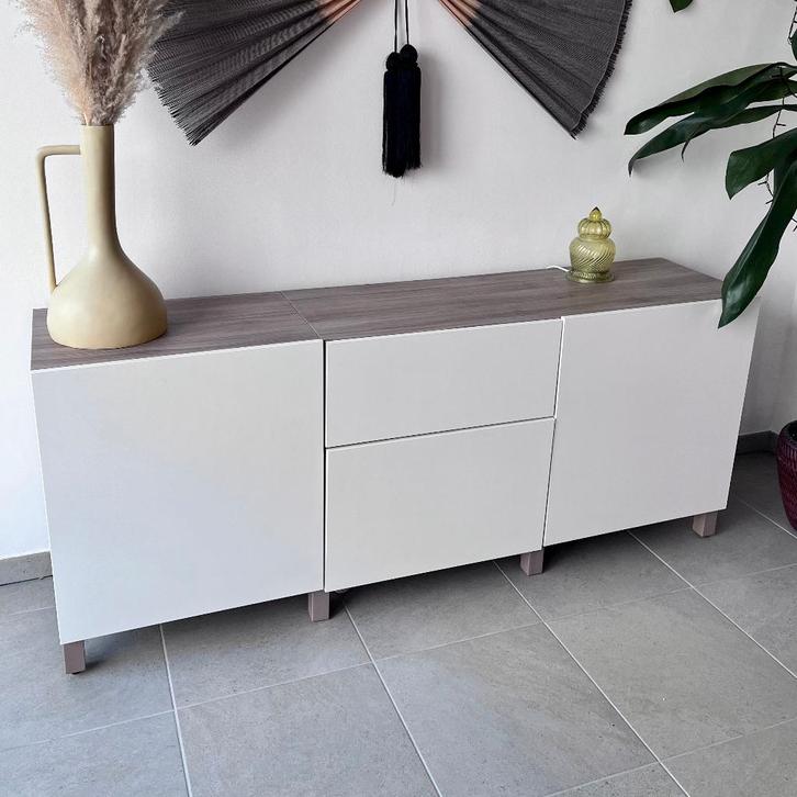 Meuble mural/meuble TV/commode Ikea BESTA en blanc/chêne, Maison & Meubles, Armoires | Armoires murales, Utilisé, Moins de 100 cm