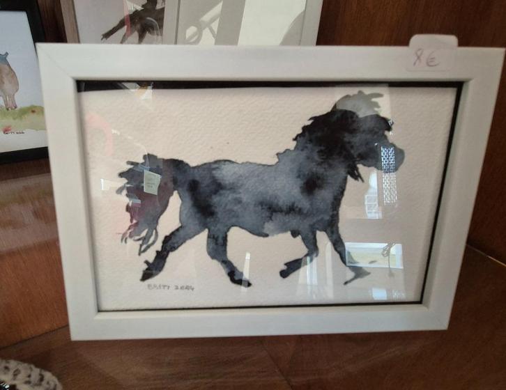 Aquarel paard - Geel - Putte, Antiek en Kunst, Kunst | Schilderijen | Modern, Ophalen of Verzenden