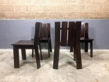 Modernist Bruin 4 Stoelen Brutalist Seventies beschikbaar voor biedingen