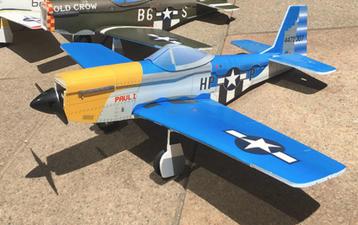 P-51 BLAUW 640mm KIT met Servos, ESC, Brushless, Props|NIEUW beschikbaar voor biedingen