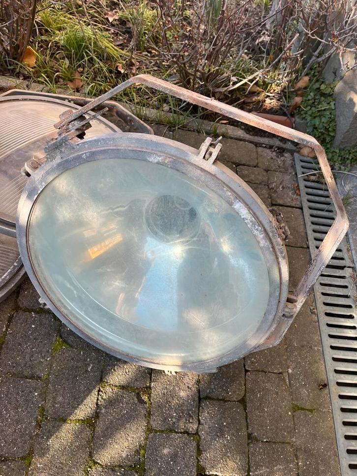 2 zeer oude spots, stadionspots, Antiek en Kunst, Antiek | Verlichting, Ophalen
