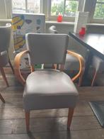 Grijze leren stoelen met houten frame, Ophalen, Gebruikt, Grijs, Vijf, Zes of meer stoelen