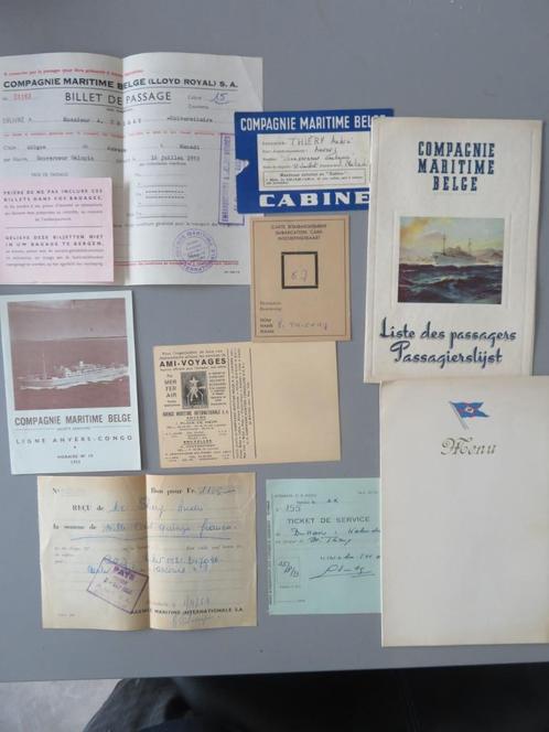 1953 Reis Congo Belge Compagnie Maritime Belge 8 items, Verzamelen, Scheepvaart, Zo goed als nieuw, Kaart, Foto of Prent, Motorboot of Zeilboot