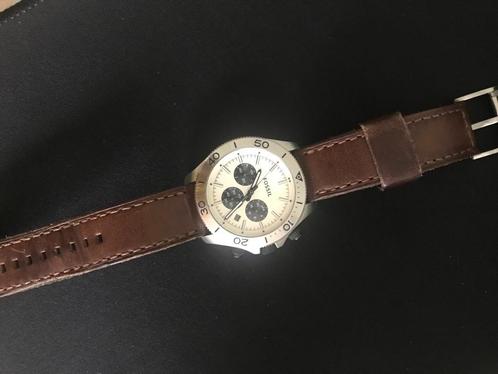 Fossil Horloge Heren, Handtassen en Accessoires, Horloges | Heren, Zo goed als nieuw, Polshorloge, Overige merken, Staal, Leer