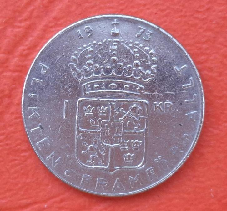 Pièce de monnaie Suède - 1973 - 1 kronor - Gustav VI Adolf, Timbres & Monnaies, Monnaies | Europe | Monnaies non-euro, Monnaie en vrac