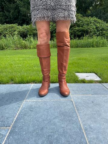 Knie laarzen - kleur cognac- nappa leder- mt 40 beschikbaar voor biedingen