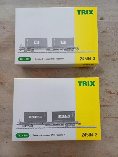 Trix 24504 2 containerwagons, Hobby & Loisirs créatifs, Trains miniatures | HO, Neuf, Wagon, Trix, Enlèvement ou Envoi