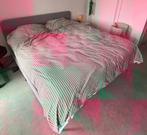 Grijs gestoffeerd Bed (180x200)+ lattenbodems, Gris, Tissu, Scandinavisch, Comme neuf