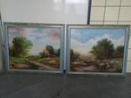 Te koop mooie set impressionistische olieverf landschappen!, Enlèvement ou Envoi