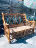 Vintage bamboe en rotan loveseat inclusief kussens, Jardin & Terrasse, Bancs de jardin, Enlèvement, Rotin