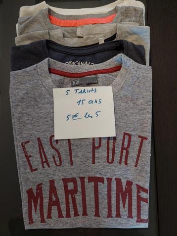 LOT DE 5 T shirts 15 ans beschikbaar voor biedingen