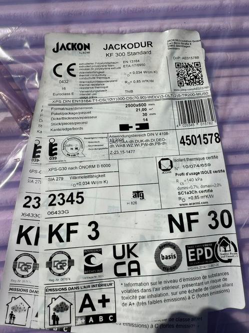 Jackodur KF300/NF XPS plaat tand en groef R0,85 250x60x3cm, Doe-het-zelf en Bouw, Isolatie en Afdichting, Nieuw, Ophalen