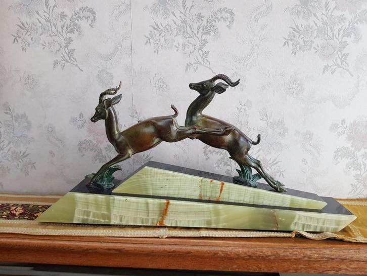 Bronzen Antilopes "Art Deco", Antiek en Kunst, Antiek | Brons en Koper, Koper, Ophalen