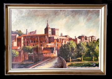 Schilderij gesigneerd en gedateerd, Palais des Papes Avignon beschikbaar voor biedingen