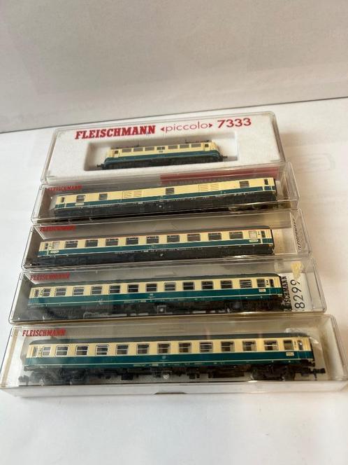 Fleischmann piccolo 7333 met wagons 8192K, 8299, 8191 en 819, Hobby en Vrije tijd, Modeltreinen | N-Spoor, Gebruikt, Treinset
