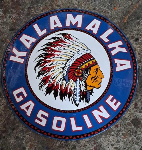 Kalamalka / Sunset gasoline USA bord en andere garage borden, Collections, Marques & Objets publicitaires, Comme neuf, Panneau publicitaire