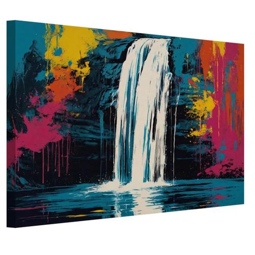 Waterval Andy Warhol stijl canvas 60x40cm - 18mm., Huis en Inrichting, Woonaccessoires | Wanddecoraties, Nieuw, Verzenden