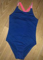 Donkerblauw badpak met roze/zilveren bandjes (146-152), Meisje, Ophalen of Verzenden, Sport- of Zwemkleding, Zo goed als nieuw