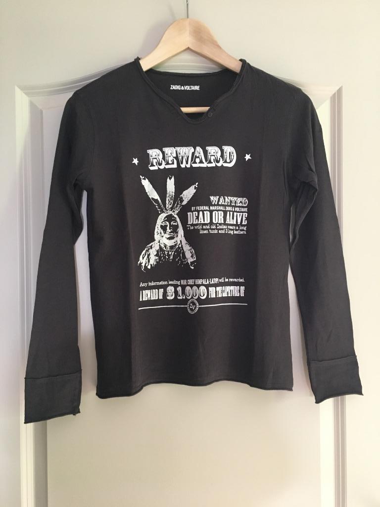 Zwarte longsleeve Zadig & Voltaire 12 jaar, Garçon, Enlèvement ou Envoi, Chemise ou À manches longues, Comme neuf