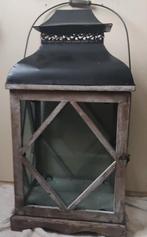 Grande lanterne en bois et métal; hauteur : environ 1m, Maison & Meubles, Accessoires pour la Maison | Bougeoirs & Bougies, Bois