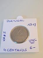 Portugal 4 centavos 1917 UNC, Postzegels en Munten, Munten | Europa | Niet-Euromunten, Ophalen of Verzenden