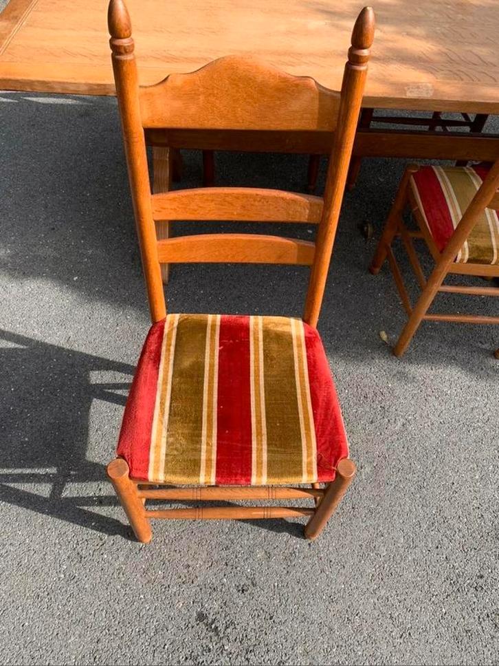 vintage stoelen, massief eikenhouten gestoffeerde zitting, Huis en Inrichting, Stoelen, Zo goed als nieuw, Ophalen