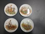 4 jachtbordjes, onderzetbordjes 10cm, Antiek en Kunst, Antiek | Servies los, Ophalen