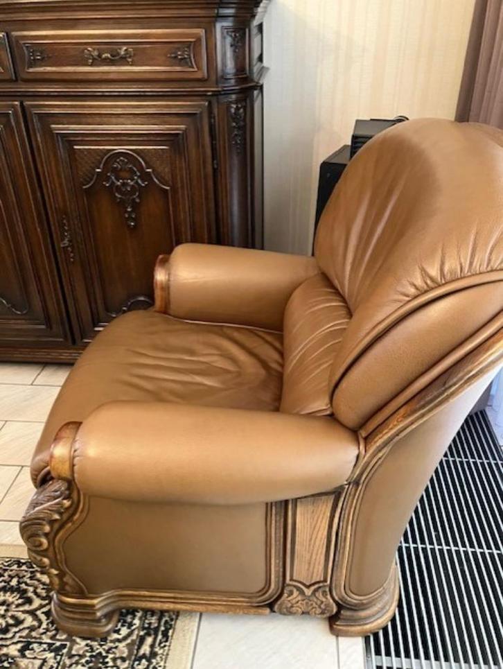 Comfortabele Zetel in kwaliteitsleder., Huis en Inrichting, Zetels | Zetels en Chaises Longues, Ophalen of Verzenden