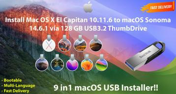 Clé USB 9en1 OSX / OS X / macOS USB3.2 128 Go 10.11.6-14.6.1